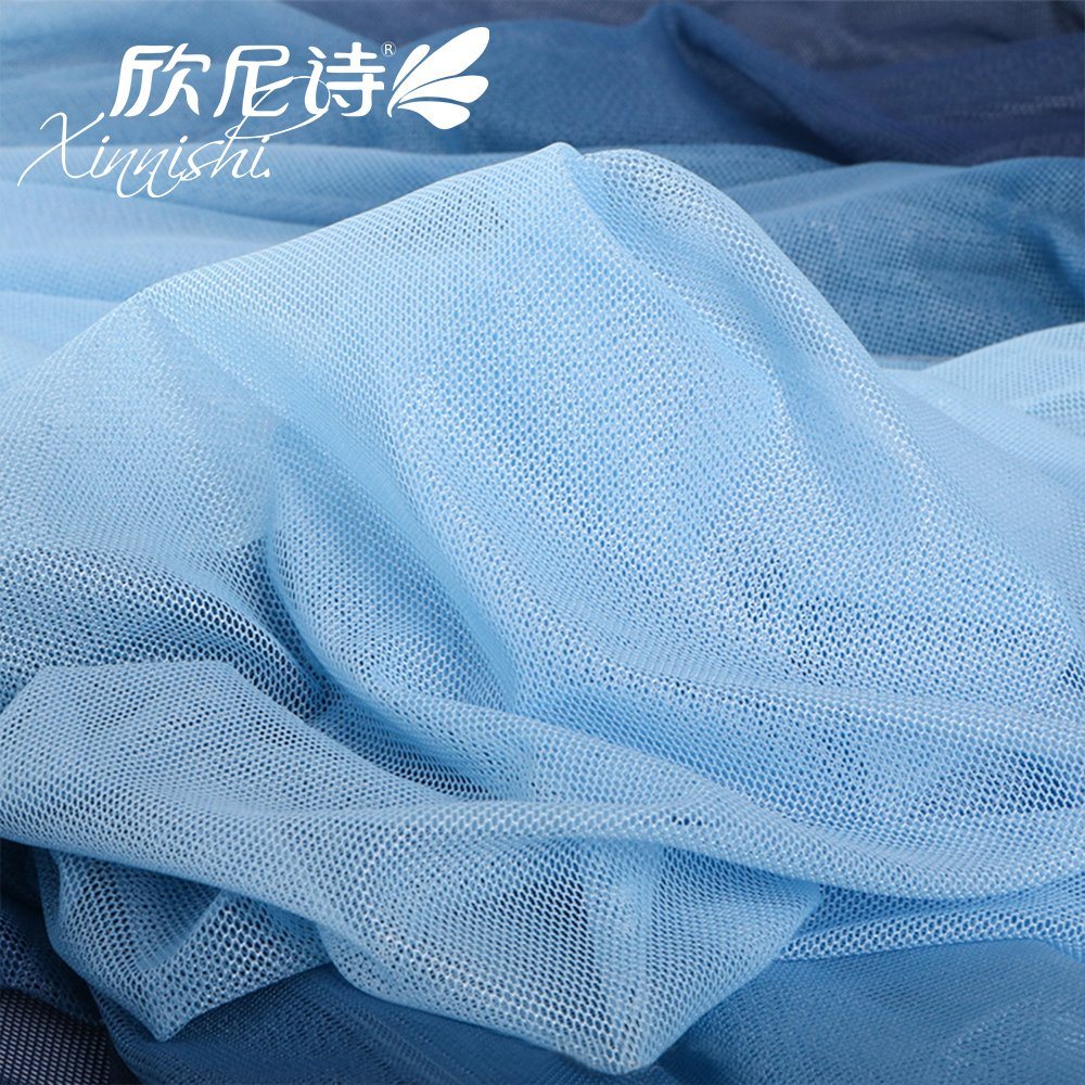 Knitting Mesh Fabric Gradient Blue 93%Polyester 7%Spandex 4 Way Stretch Underwear Fabric for Female