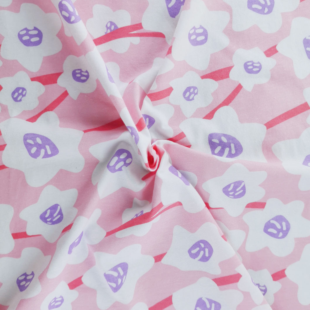 High Quality 100% Cotton Printed Knit Fabric Comfortable for Baby Wear Shirt