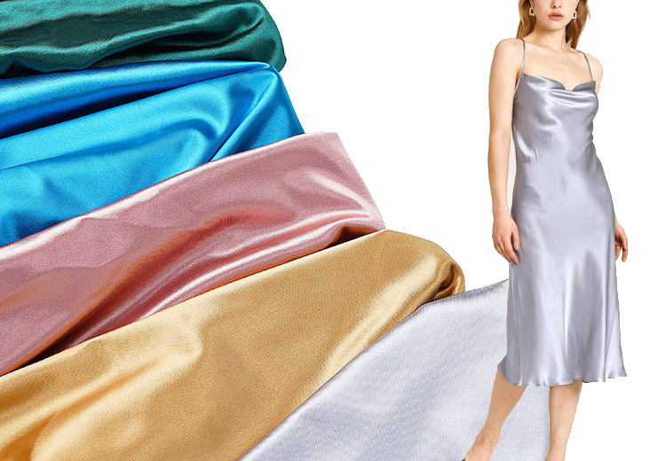 Bridal 90% Polyester 10% Spandex Satin Fabric Solid Stretch Shiny Satin Fabric for Wedding Dress