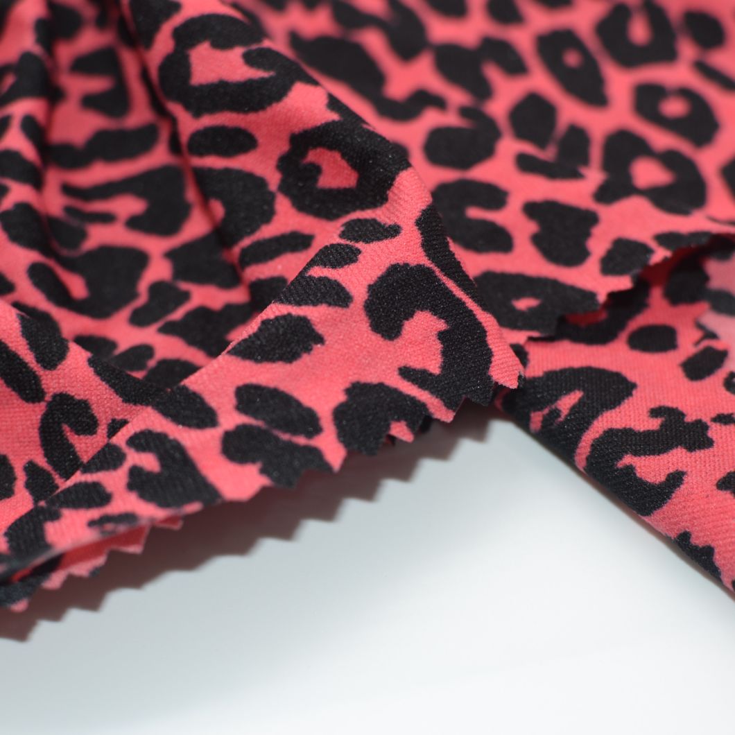High Quality Digital Printing Leopard 90%Polyester 10%Spandex Printed Swimwear Fabric for Garment