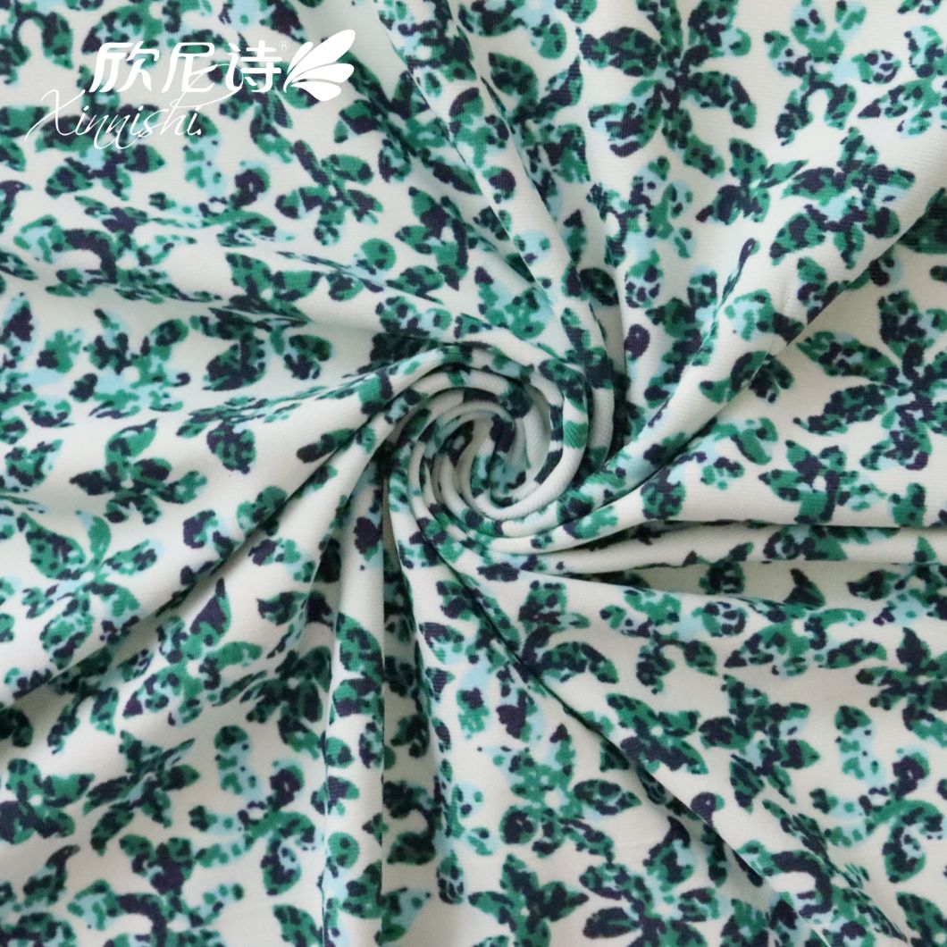 90% Polyester 10%Spandex Green Flora Digital Printing Printed Textile Fabric for Swimwear Sportswear Garment