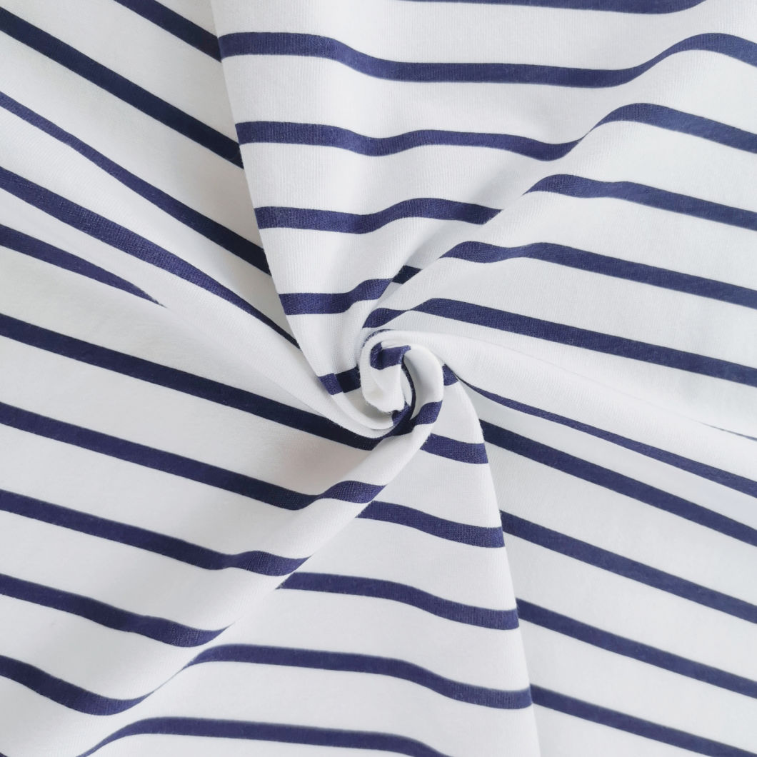 High Quality 100% Cotton Printed Stripe Knit Fabric for Baby Wear Shirt