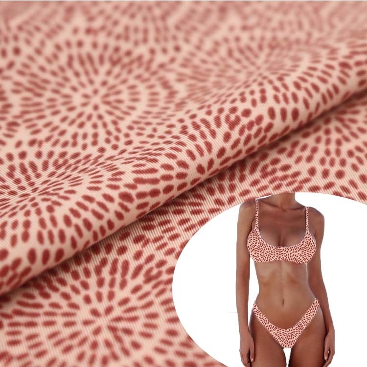 Fashionable 87.5%Polyester 12.5%Spandex Printed Knitted Rib Knit Jacquard Fabric for Women Dress