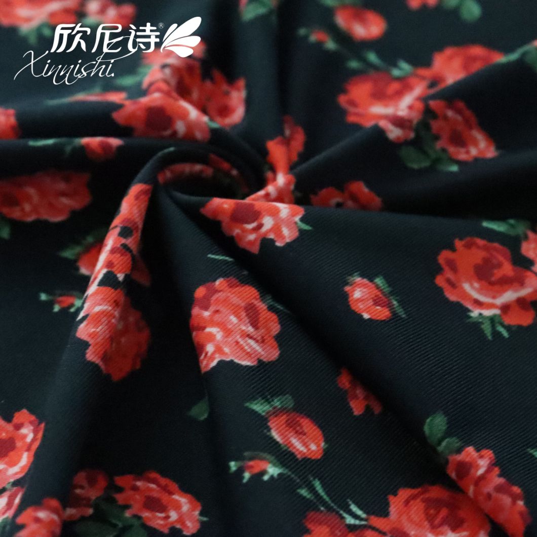 High Quality Soft Comfort Flora Digital Design Fabric 90% Polyester 10%Spandex Polyester Printed Textile Fabric for Garment