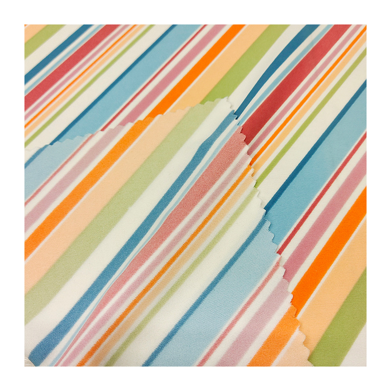 85% Polyester 15% Spandex 4 Way Stretch Color Stripe Printed Design Swimwear Fabric for Bikini Yoga Garment