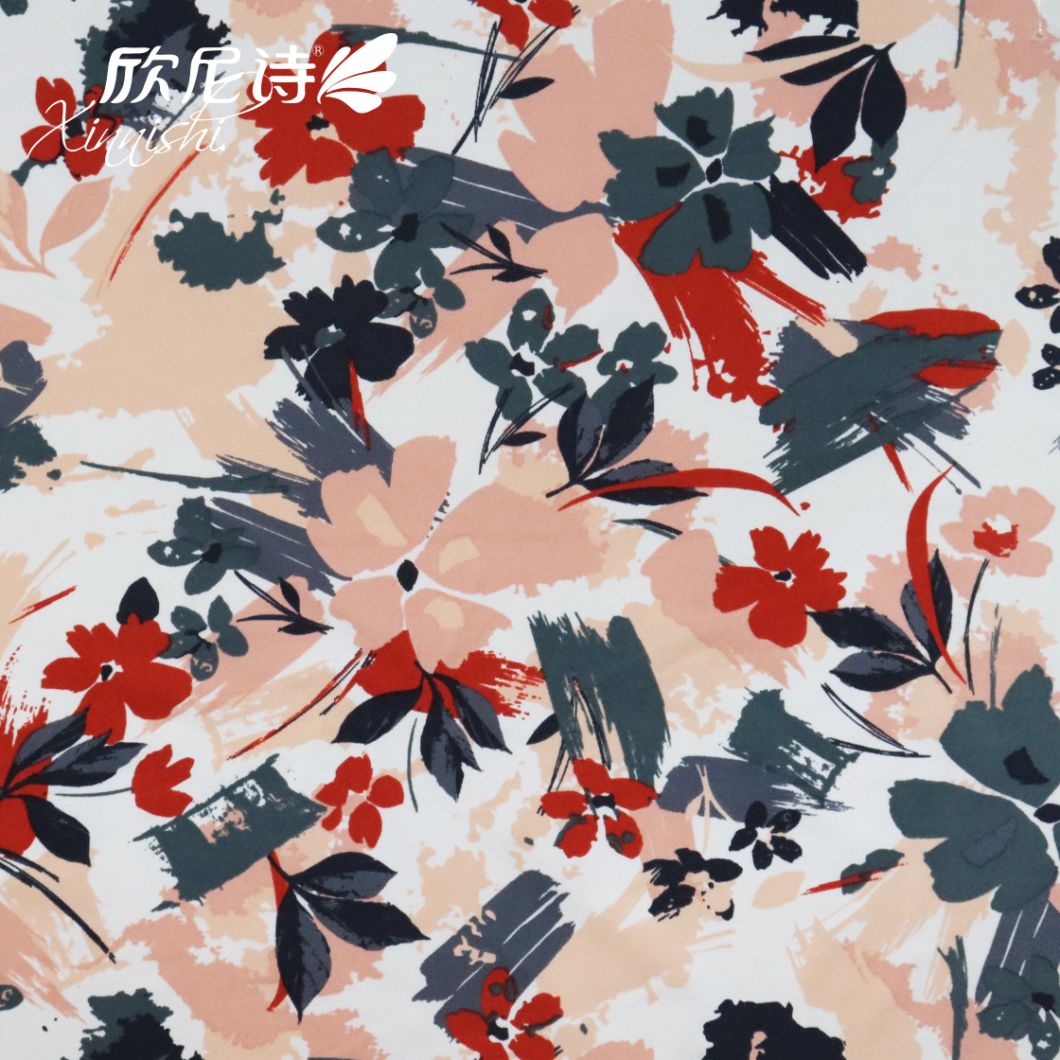 Customized Digital Printing 85%Polyester 15%Spandex Floral Design Printed Textile Fabric for Swimwear Dress Garment