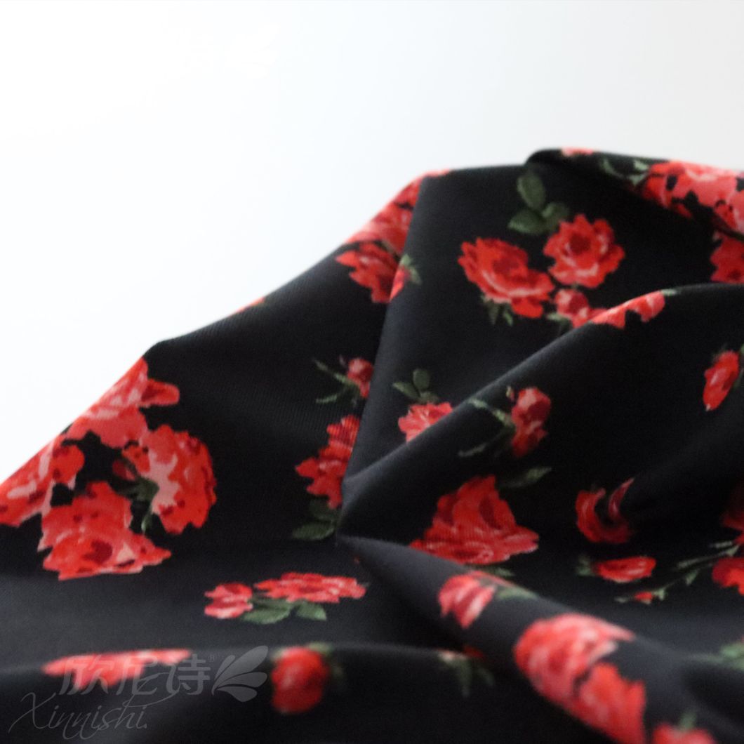 High Quality Soft Comfort Flora Digital Design Fabric 90% Polyester 10%Spandex Polyester Printed Textile Fabric for Garment
