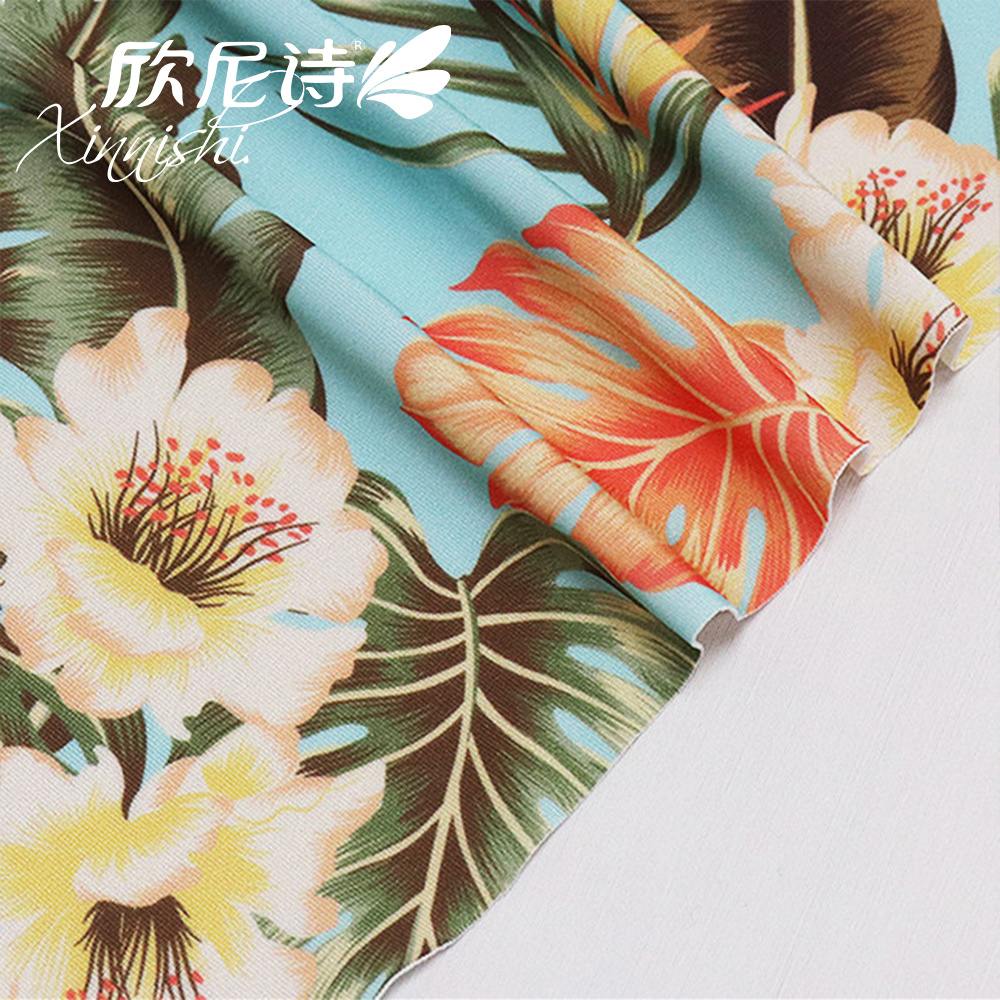 Customized Hawaiian Style High Quality 82% Nylon 18% Spandex Floral Printed Textile Fabric for Swimwear Sportswear Garment
