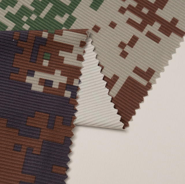 Custom Rib Knit Textile Fabric 90%Polyester 10%Spandex Printed Ribbed Knit Stretch Fabric for Swimwear Yoga Garment