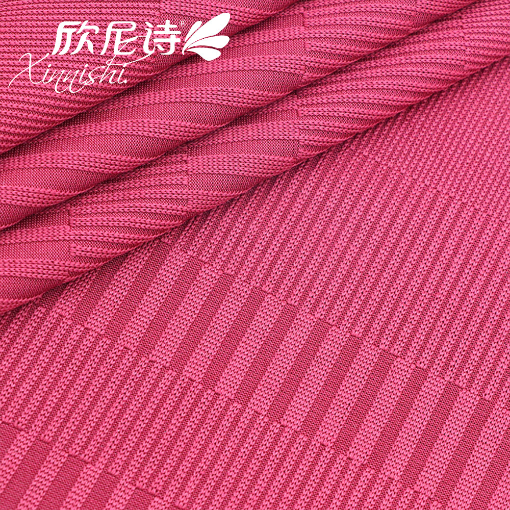 Fashionable 87.5%Polyester 12.5%Spandex Custom Spandex Knitted Rib Knit Jacquard Fabric for Female Dress