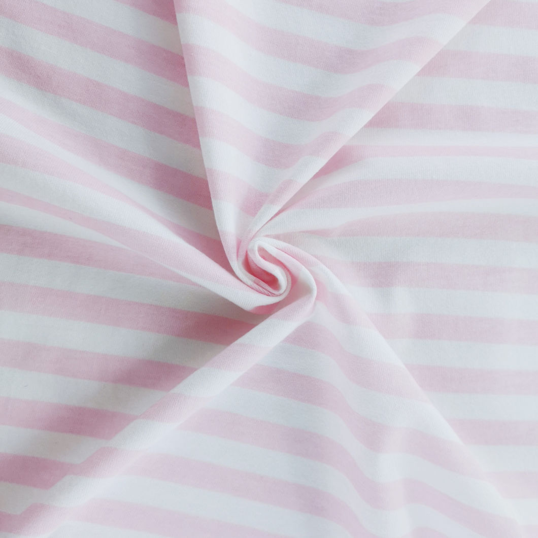 High Quality 100% Cotton Printed Black Stripe Knit Fabric for Baby Wear Shirt