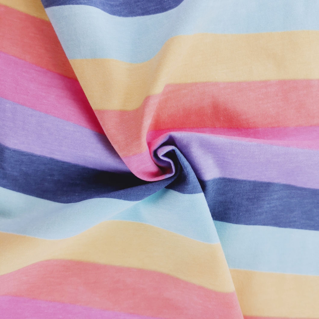 High Quality 100% Cotton Printed Shripe Knit Fabric for Baby Wear Shirt P1020-10