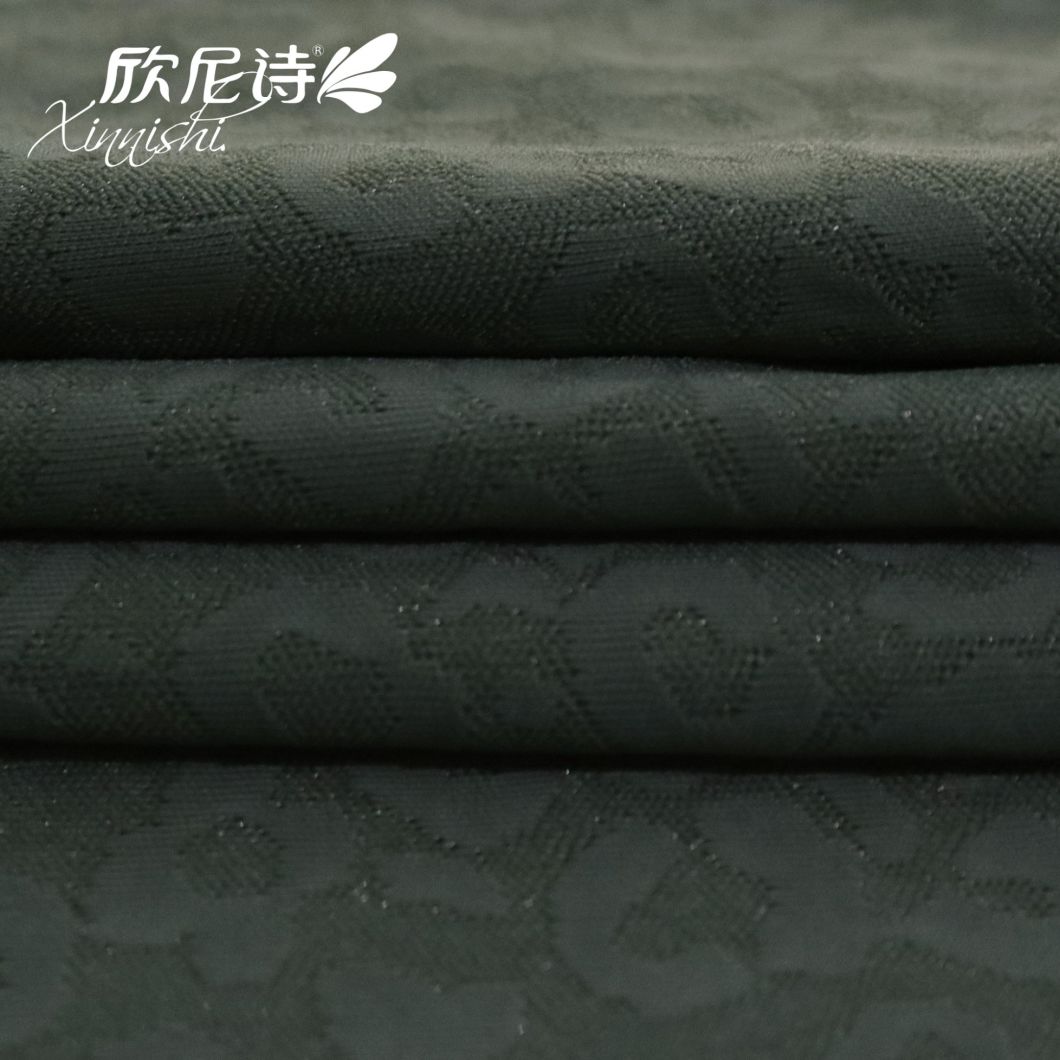 High Quality Stretch 78% Polyester 22% Spandex Solid Woven Jacquard Fabric for Garment