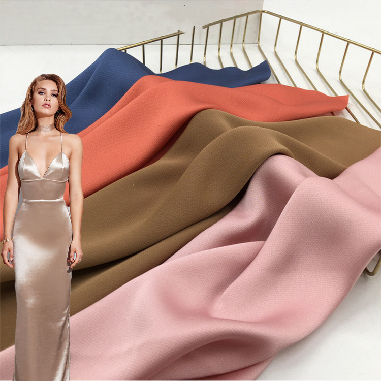High Quality 90% Polyester 10% Spandex Satin Stretch Polyester French Satin Fabric