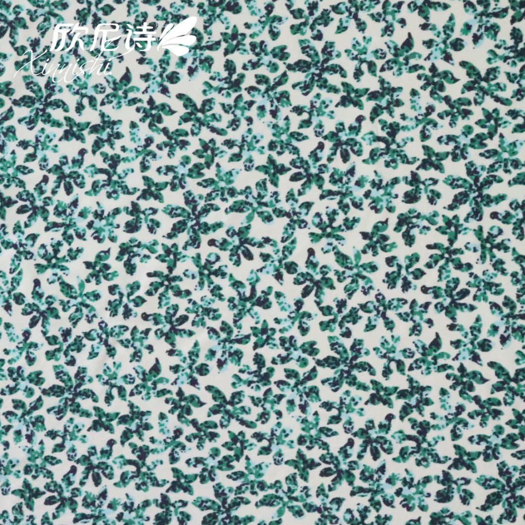 90% Polyester 10%Spandex Green Flora Digital Printing Printed Textile Fabric for Swimwear Sportswear Garment