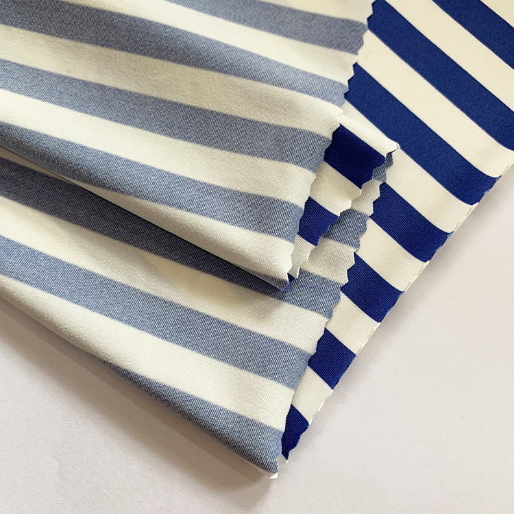 90% Polyester 10%Spandex Blue Stripe Digital Printing Printed Textile Fabric for Swimwear Sportswear Garment
