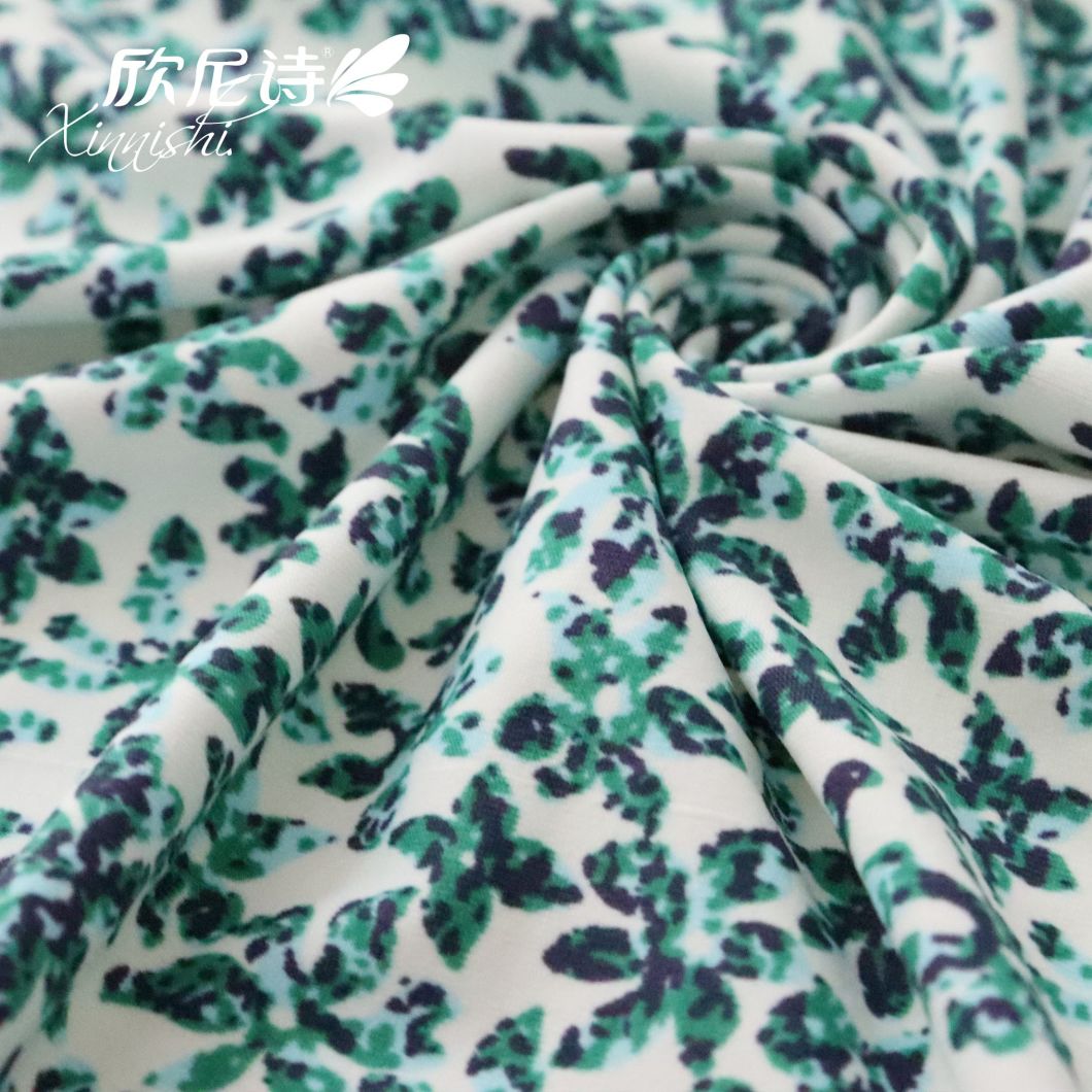 90% Polyester 10%Spandex Green Flora Digital Printing Printed Textile Fabric for Swimwear Sportswear Garment