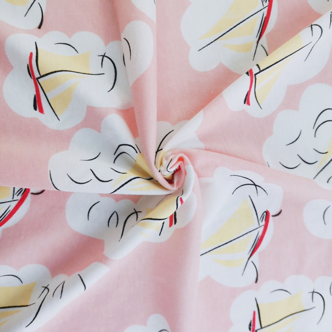 High Quality 100% Cotton Printed Knit Fabric for Baby Wear Shirt P1020-9