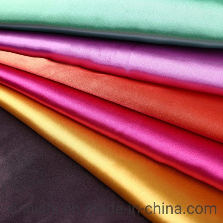 Plain Dyed 96% Polyester 4%Spandex Bridal Satin Stretch Textile Satin Fabric for Nightwear Garment