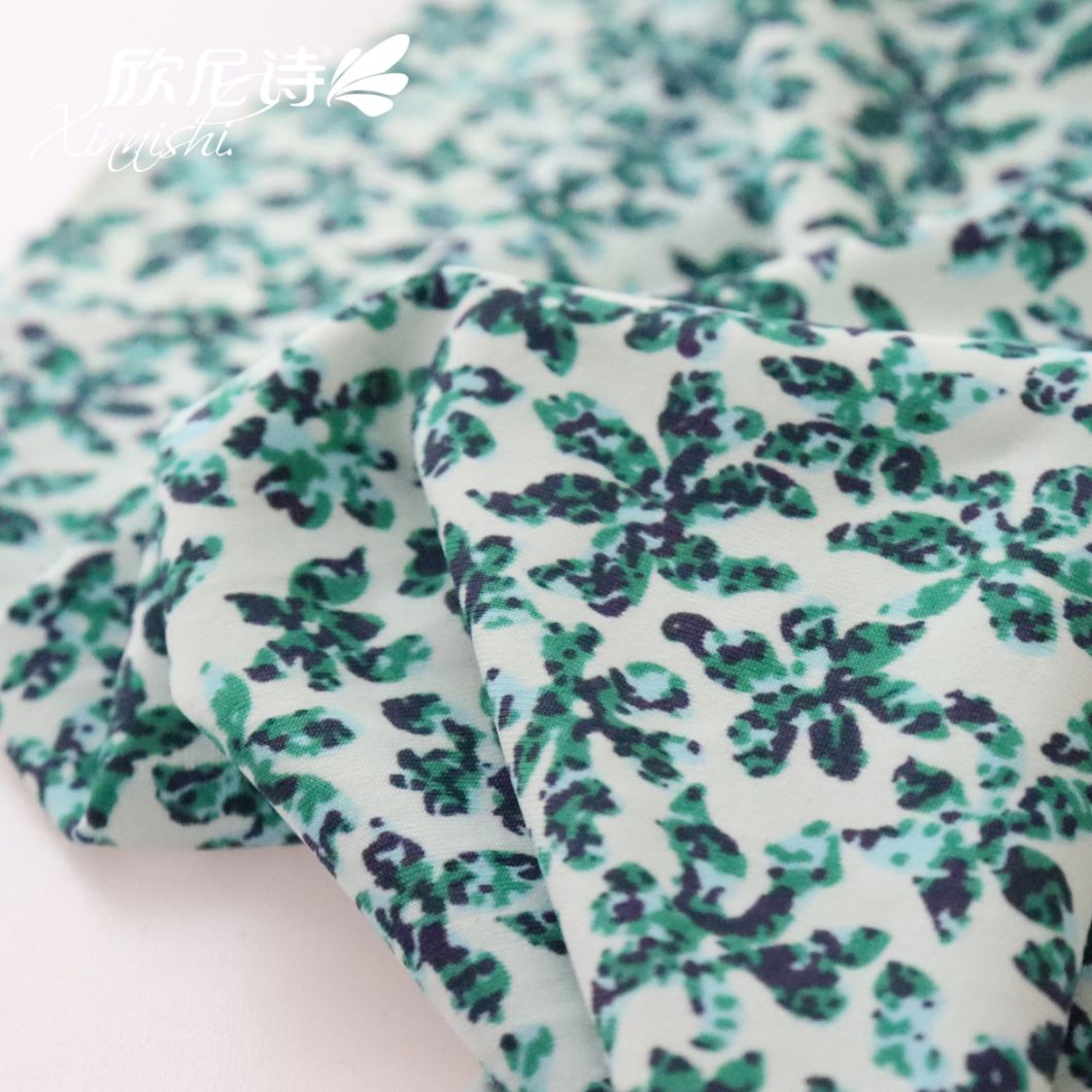 90% Polyester 10%Spandex Green Flora Digital Printing Printed Textile Fabric for Swimwear Sportswear Garment