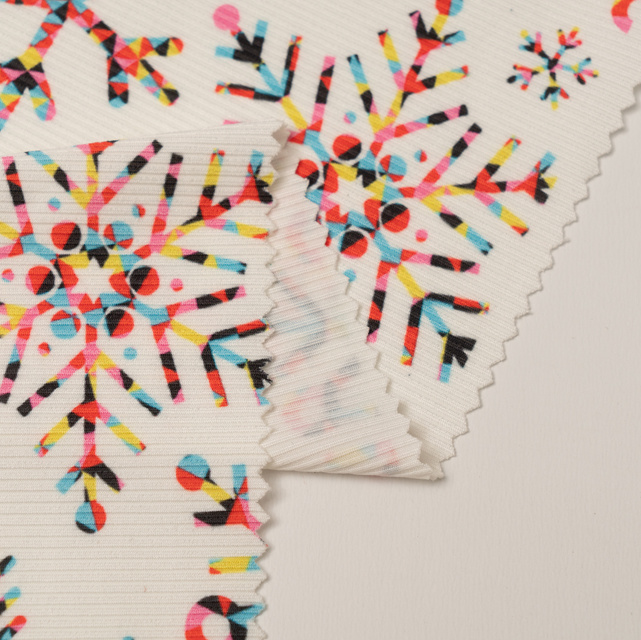 Custom Rib Knit Textile Fabric 90%Polyester 10%Spandex Printed Ribbed Knit Stretch Fabric for Swimwear Yoga Garment