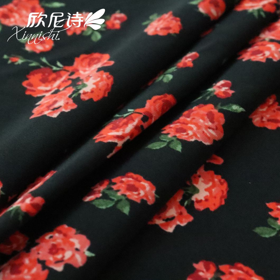 High Quality Soft Comfort Flora Digital Design Fabric 90% Polyester 10%Spandex Polyester Printed Textile Fabric for Garment