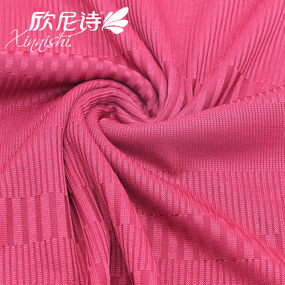 Fashionable 87.5%Polyester 12.5%Spandex Custom Spandex Knitted Rib Knit Jacquard Fabric for Female Dress