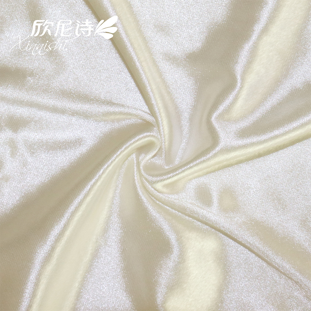 95%Polyester 5%Spandex High Quality Shiny Stain Fabric for Bridal Dress Nightwear Garment