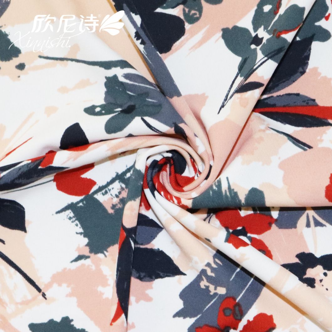 Customized Digital Printing 85%Polyester 15%Spandex Floral Design Printed Textile Fabric for Swimwear Dress Garment