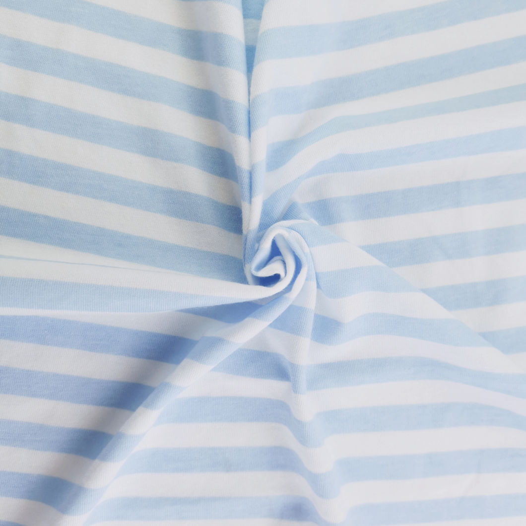 High Quality 100% Cotton Color Stripe Printed Knit Fabric for Baby Wear Shirt