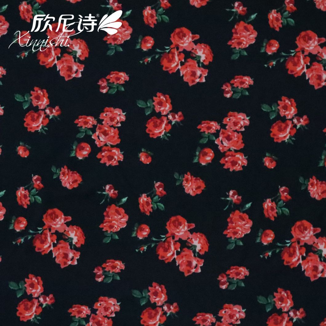 High Quality Soft Comfort Flora Digital Design Fabric 90% Polyester 10%Spandex Polyester Printed Textile Fabric for Garment