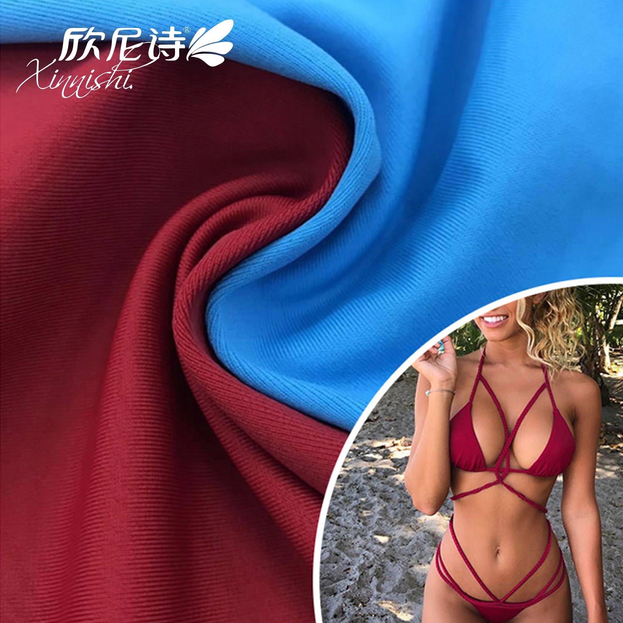 Hot Sale 85% Polyester 10% Spandex Warp Knitted Polyester Swimwear Fabric for Swimwear Garment
